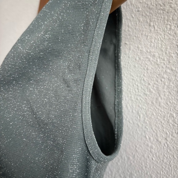 Free People Metallic Greenish Blue Sparkly Plunging V Neck Bralette XS/S - Picture 4 of 6